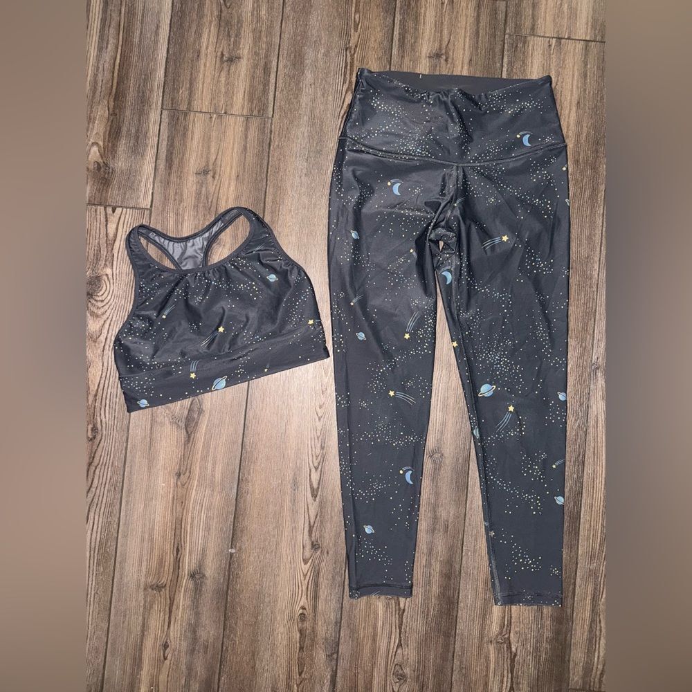 Victoria's Secret Black and Blue Starry Leggings Set